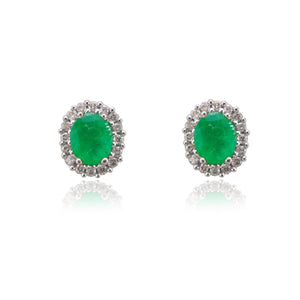Emerald And Diamond Cluster Earrings