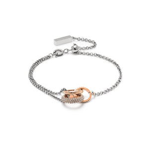 Classic Entwine Silver And Rose Gold Bracelet