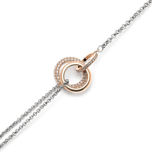 Classic Entwine Silver And Rose Gold Bracelet