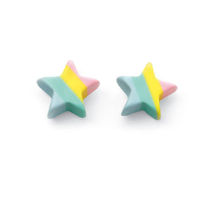 Multi Pastel Resin Star Stud Earrings