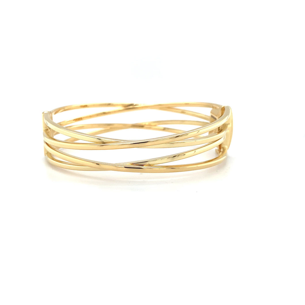 9ct Yellow Gold Crossover Strand Bangle