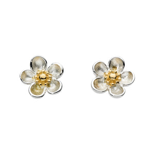 Blossom Wood Rose Gold Plate Stud Earrings