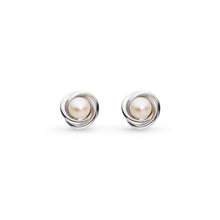 Load image into Gallery viewer, Bevel Trilogy Pearl Stud Earrings
