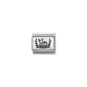 Composable Classic Link Deer With Flowers In Silver