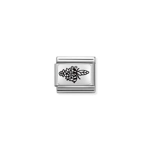 Composable Classic Link Bee With Flowers In Silver