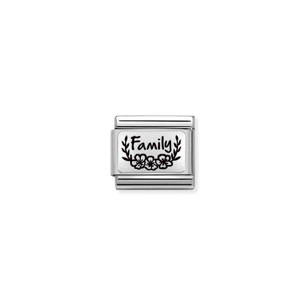 Composable Classic Link Family With Flowers In Silver