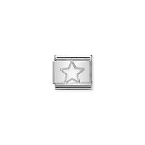 Composable Classic Link White Star In Silver And Enamel