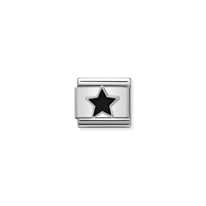 Composable Classic Link Black Star In Silver And Enamel