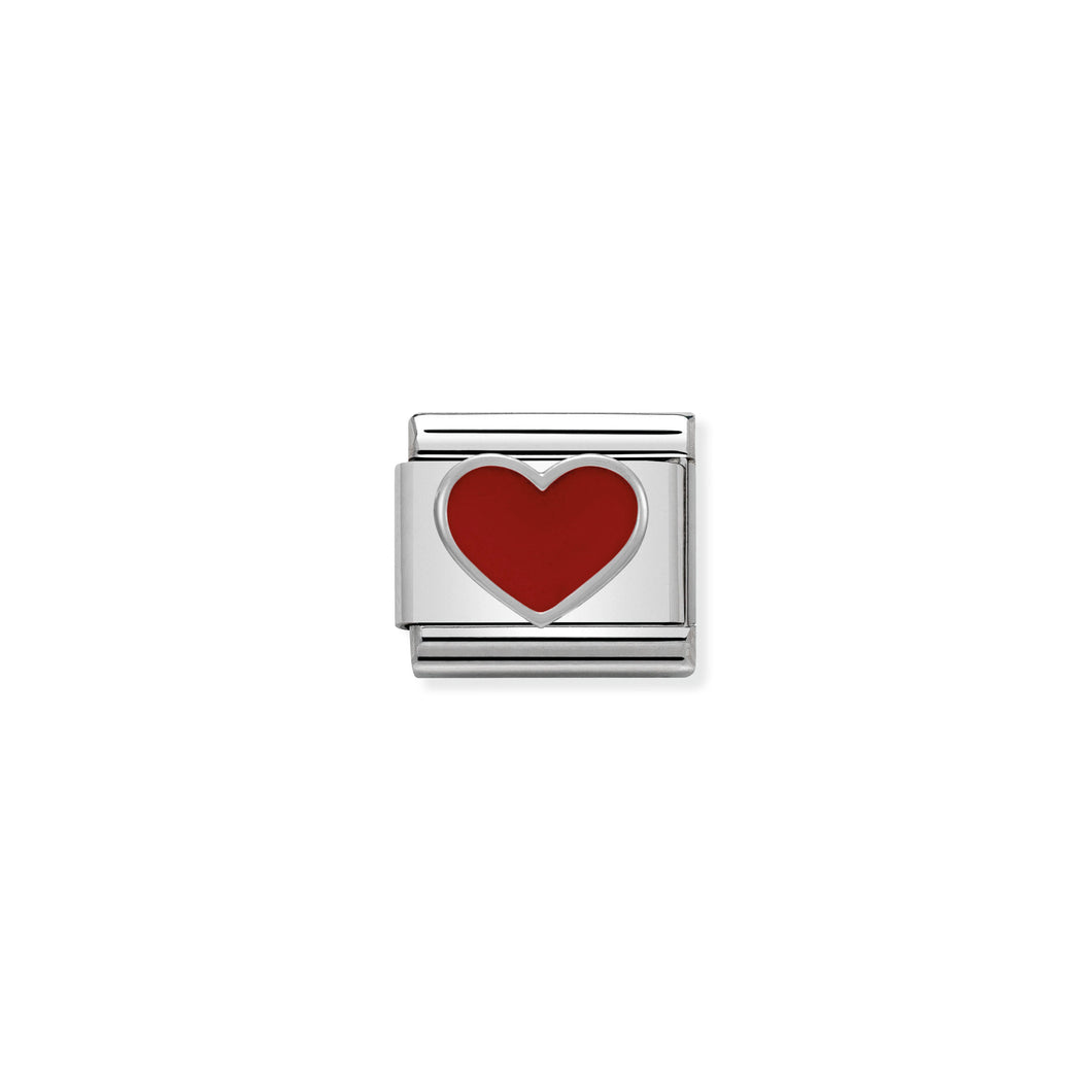 Composable Classic Link Red Heart In Silver And Enamel