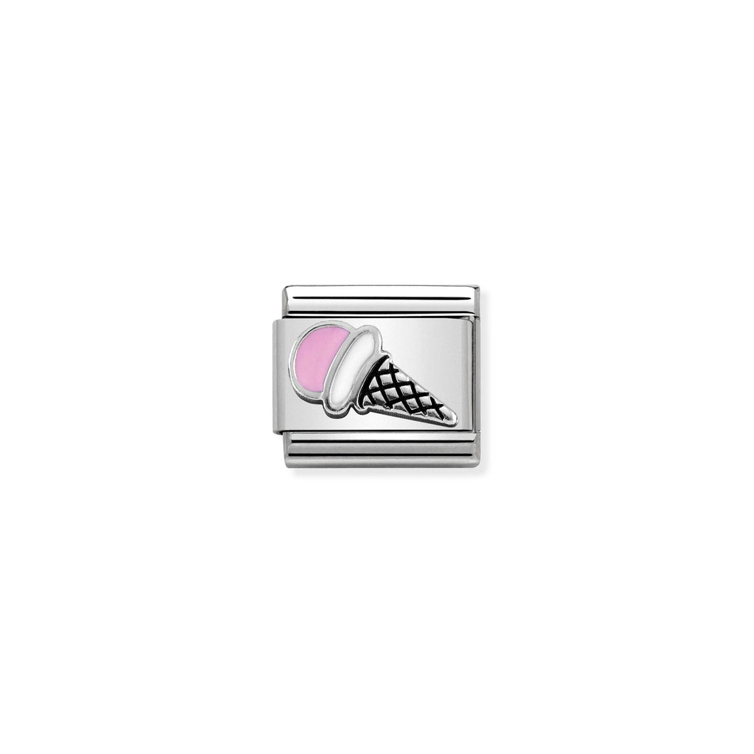 Composable Classic Link Pink Ice Cream In Silver And Enamel