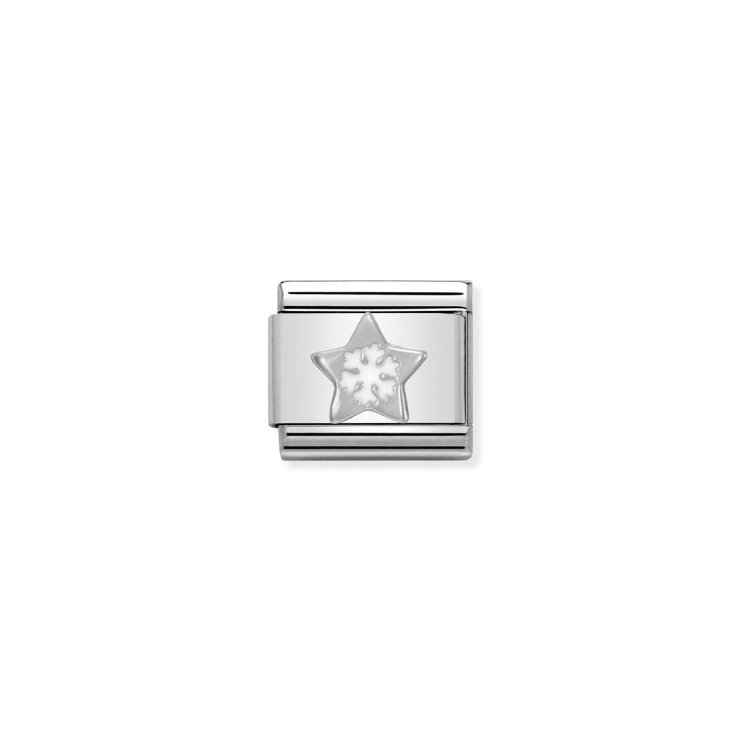 Composable Classic Link Star With Snowflake In Silver And Enamel