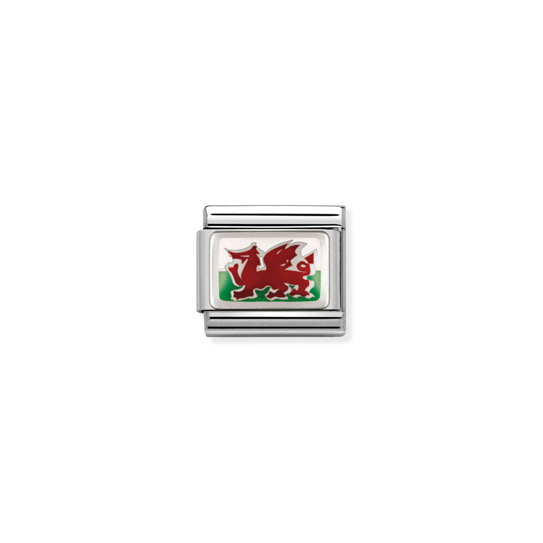 Composable Classic Link Wales Flag In Silver And Enamel