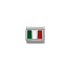 Composable Classic Link Italy Flag In Silver And Enamel