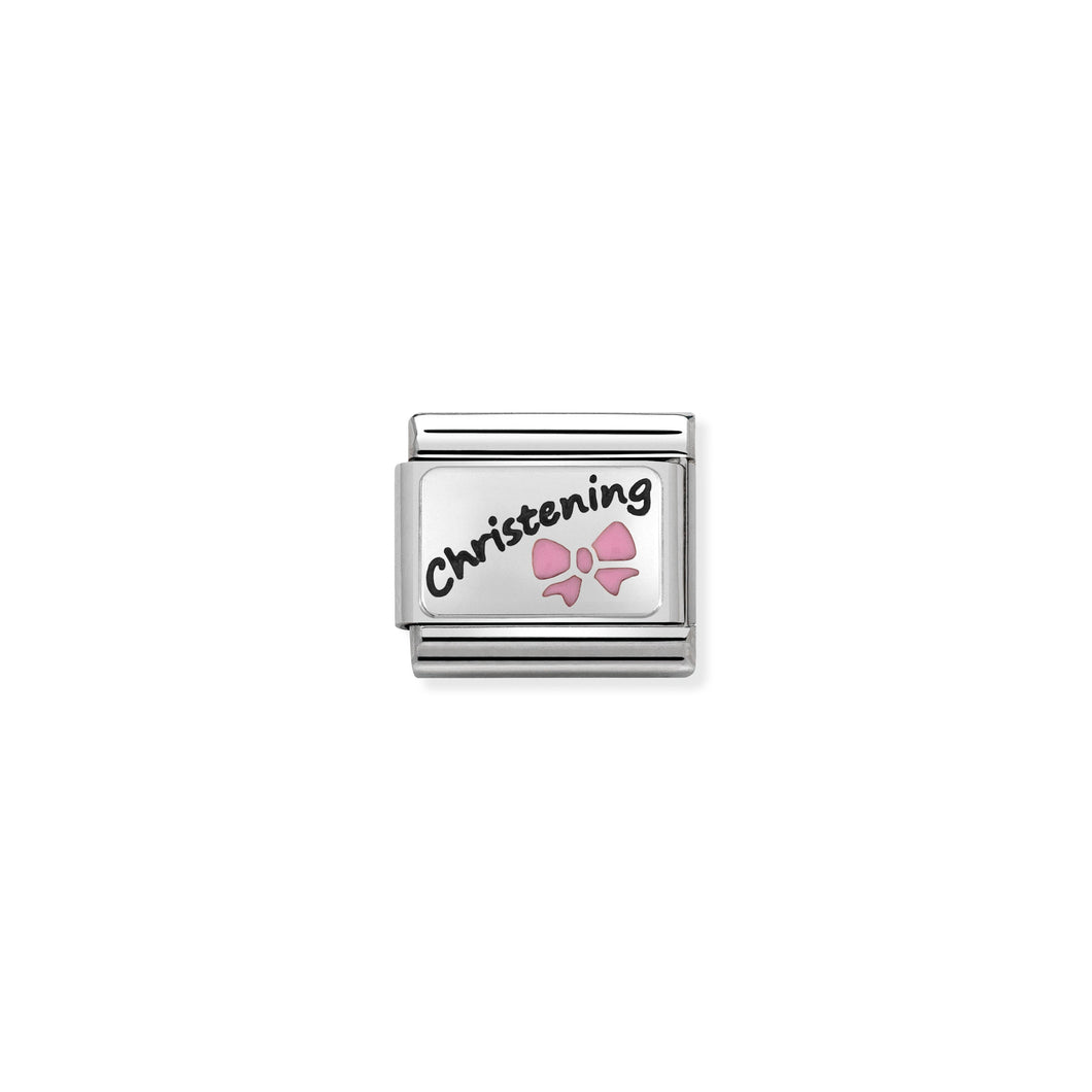 Composable Classic Link Pink Christening In Silver And Enamel