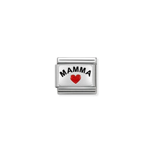 Composable Classic Link Mamma With Heart In Silver And Enamel
