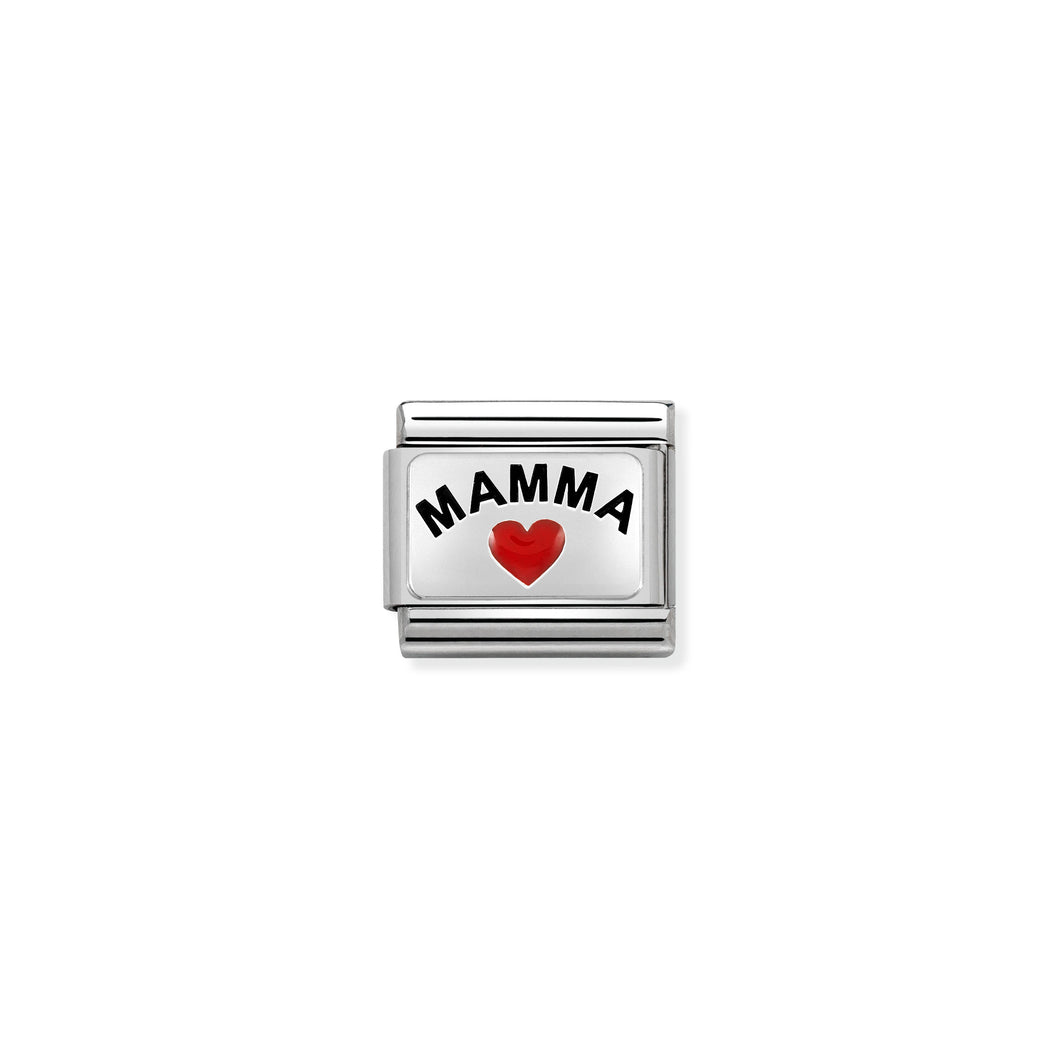 Composable Classic Link Mamma With Heart In Silver And Enamel