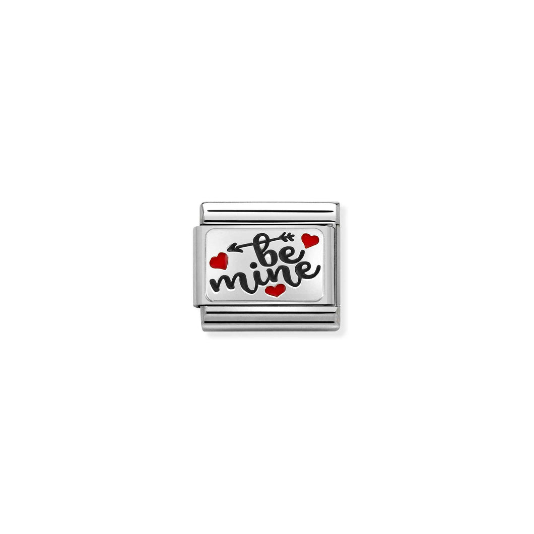 Composable Classic Link Be Mine With Red Hearts Silver And Enamel