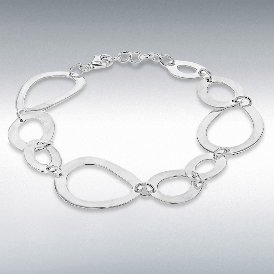 Sterling Silver Organic Oval Adjustable Bracelet