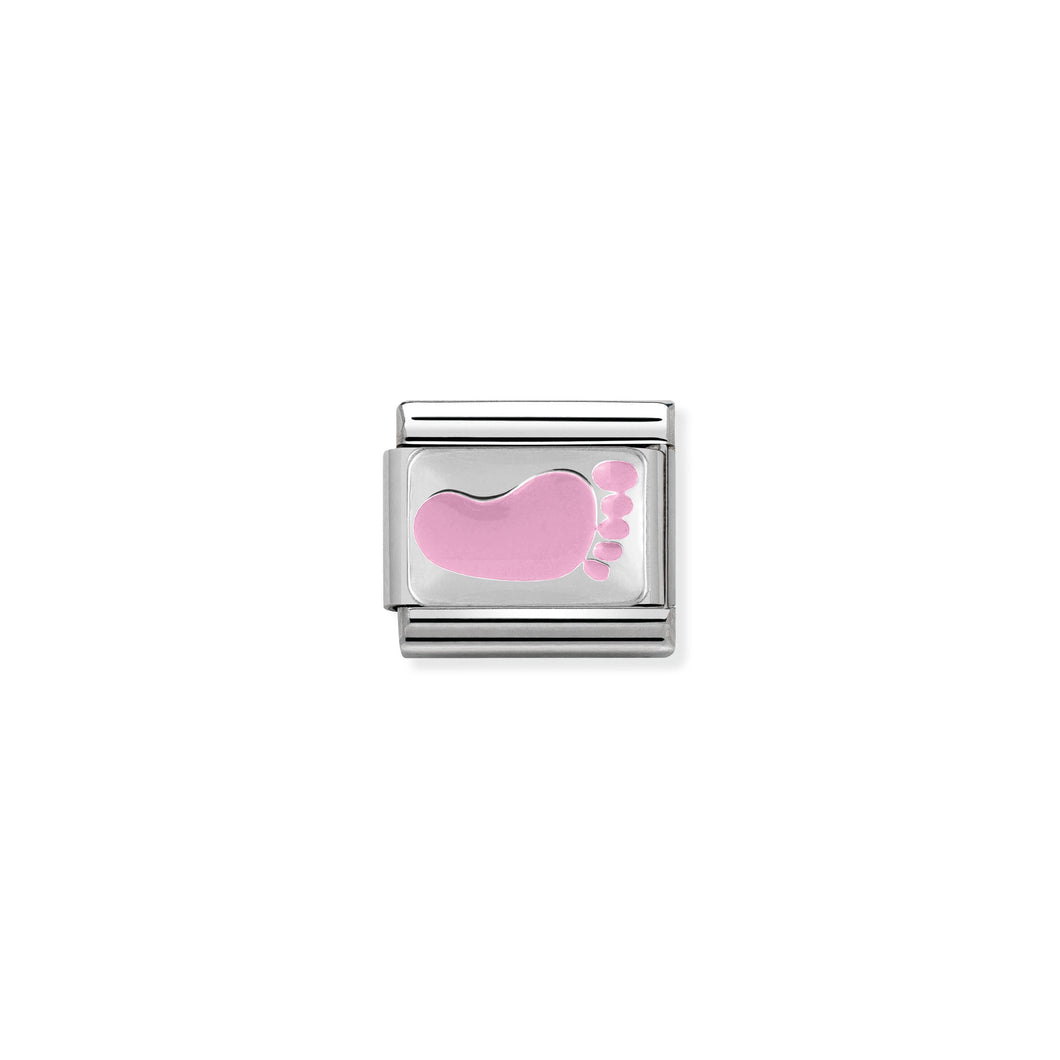 Composable Classic Link Pink Foot In Silver And Enamel