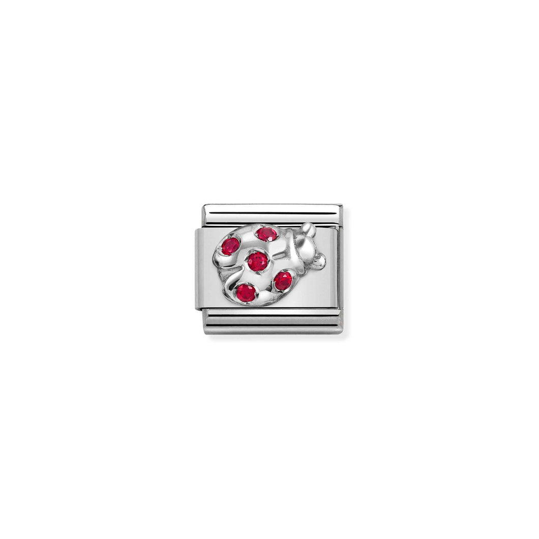Composable Classic Link Lady Bird In Silver And Red Stones