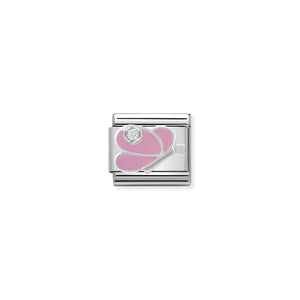 Composable Classic Link Pink Butterfly In Silver And Enamel With Stone