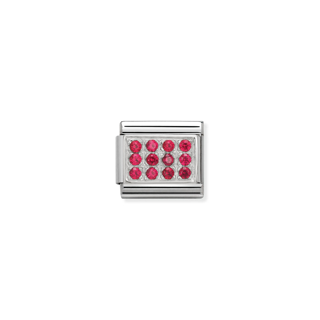 Composable Classic Link Silver Pavé Set With Red Stones