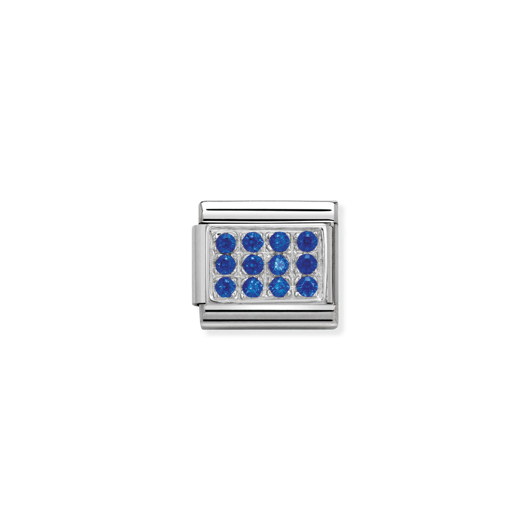 Composable Classic Link Silver Pavé Set With Blue Stones