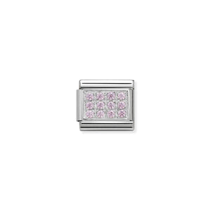 Composable Classic Link Silver Pavé Set With Pink Stones