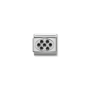 Composable Classic Link Oval Silver Pavé Set With Black Stones
