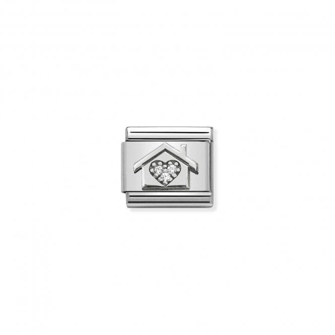 Composable Classic Link Home With Heart In Silver And Stone