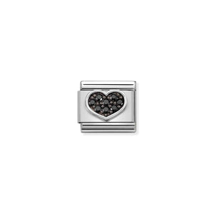 Composable Classic Link Heart Black CZ In Silver