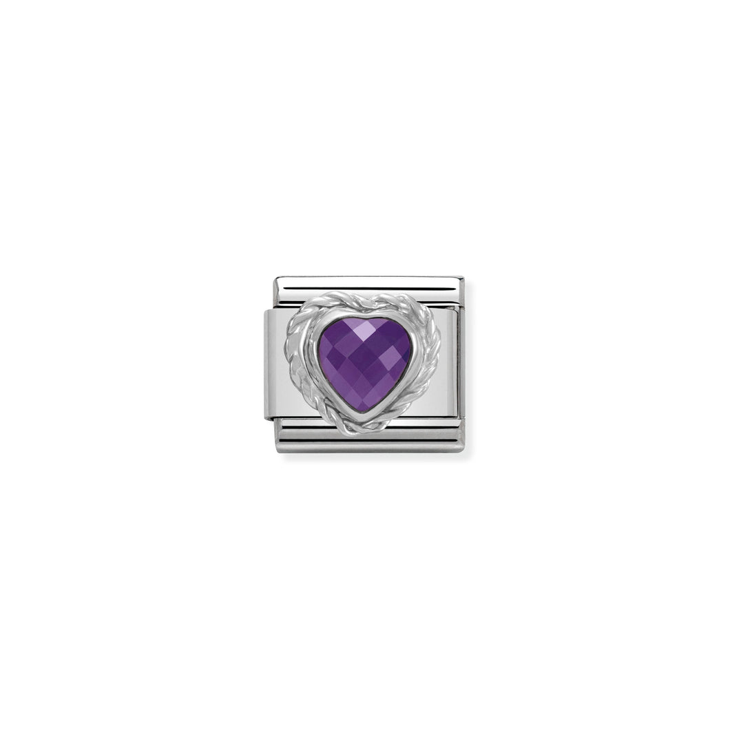 Composable Classic Link Silver With Heart-Shaped Faceted Purple Stone