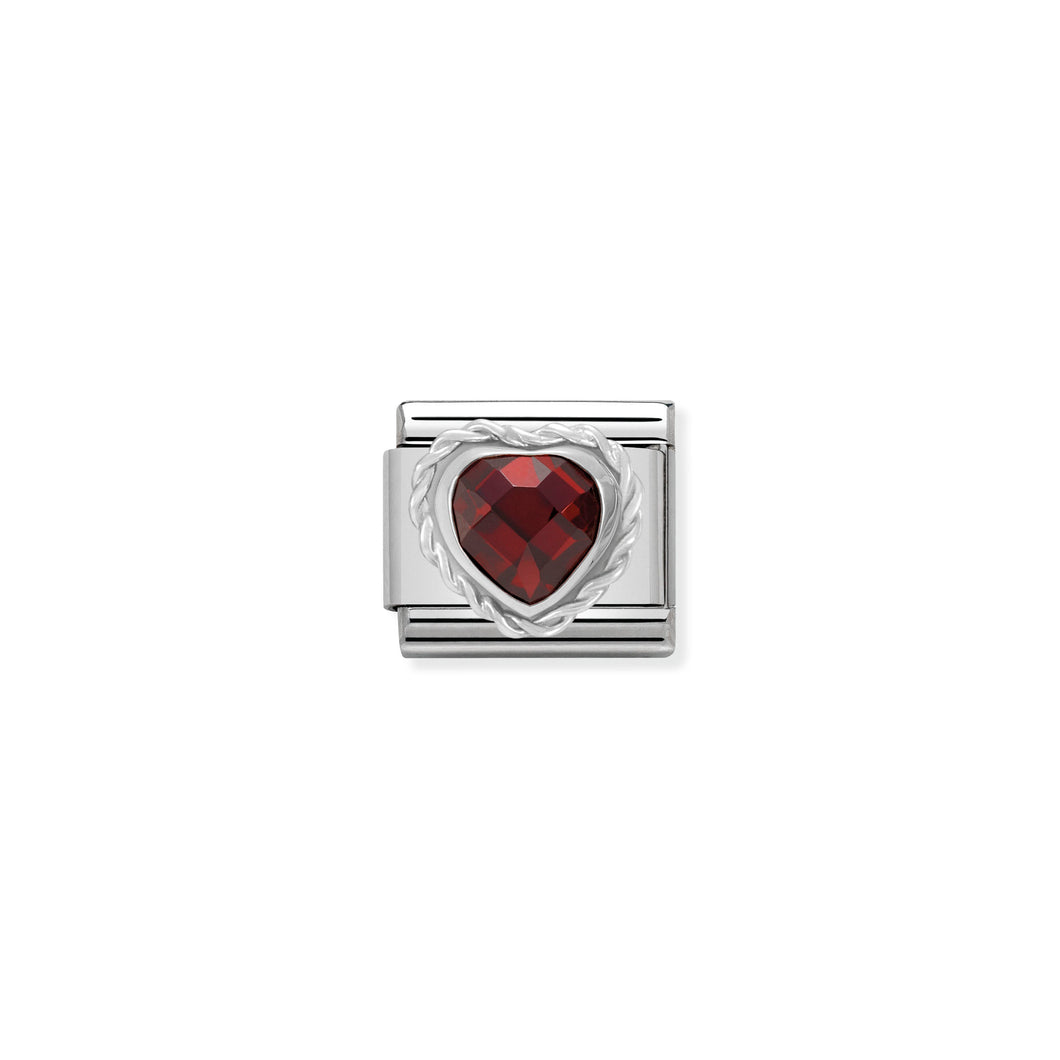 Composable Classic Link Silver With Heart-Shaped Faceted Red Stone