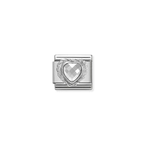Composable Classic Link Silver With Heart-Shaped Faceted Clear Stone