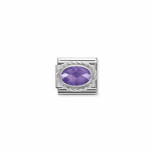 Composable Classic Link Silver With Oval Faceted Purple Stone