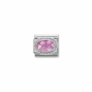 Composable Classic Link Silver With Oval Faceted Pink Stone