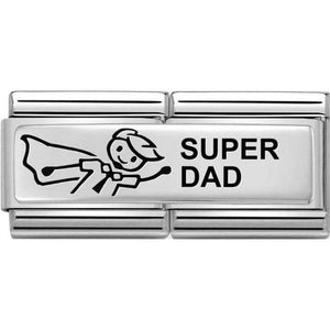 Composable Classic Link Double Plate Super Dad In Silver