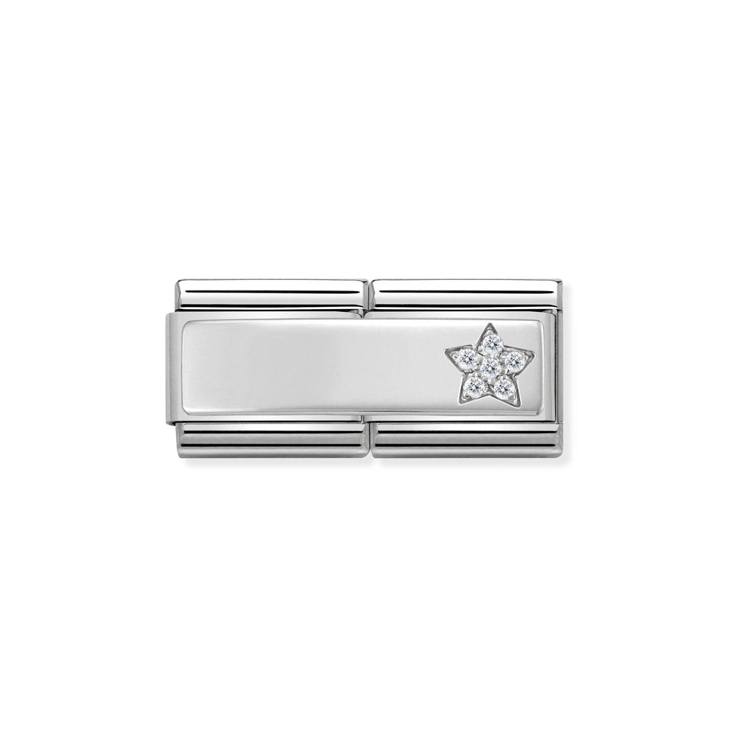Composable Classic Double Link Silver Star With Stones