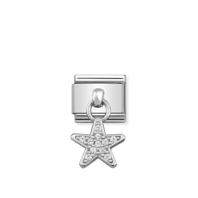 Composable Classic Link Silver Pendant Star Symbol With Stones