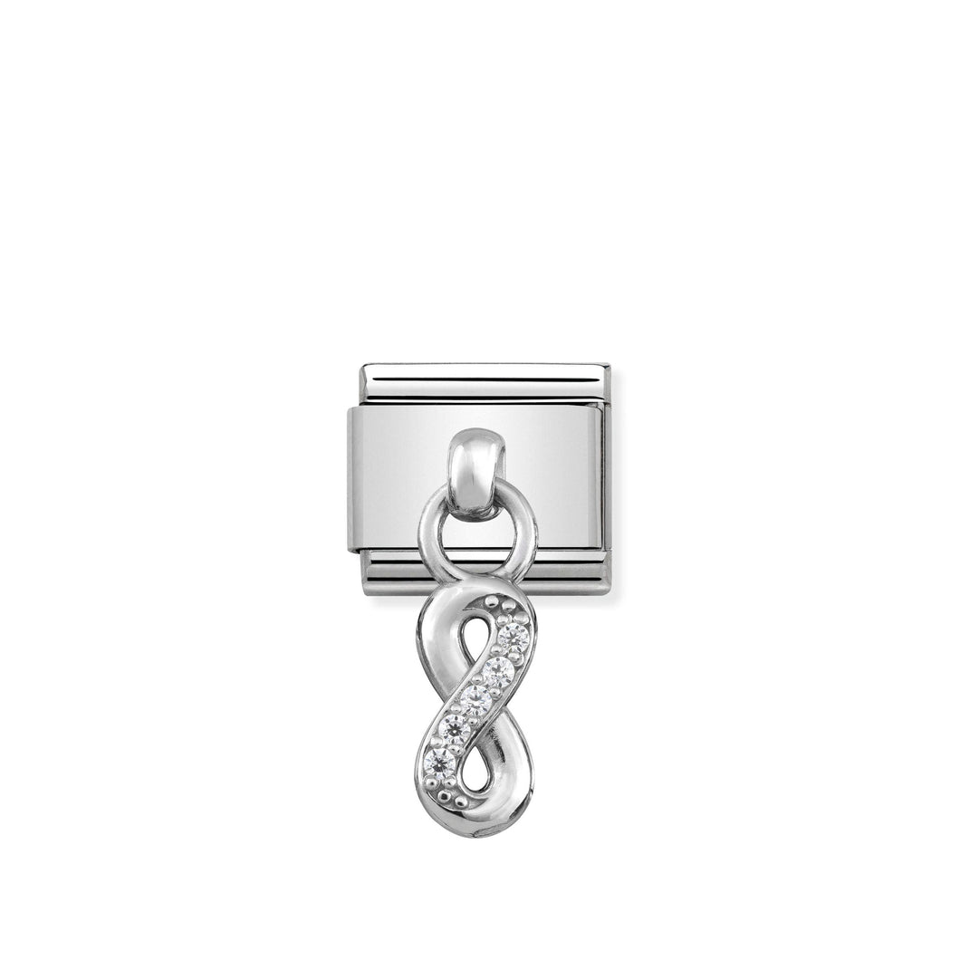 Composable Classic Link Silver Pendant Infinity Symbol With Stones