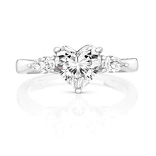 Load image into Gallery viewer, Three Stone Claw Set Ring Centre Heart Shape Cubic Zirconia
