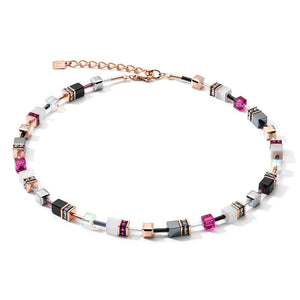 GeoCUBE® Necklace Rose Gold, White & Pink