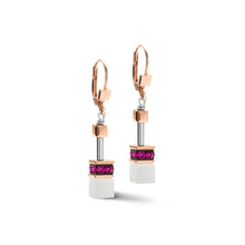 Load image into Gallery viewer, GeoCUBE® Earrings Rose Gold, White &amp; Pink
