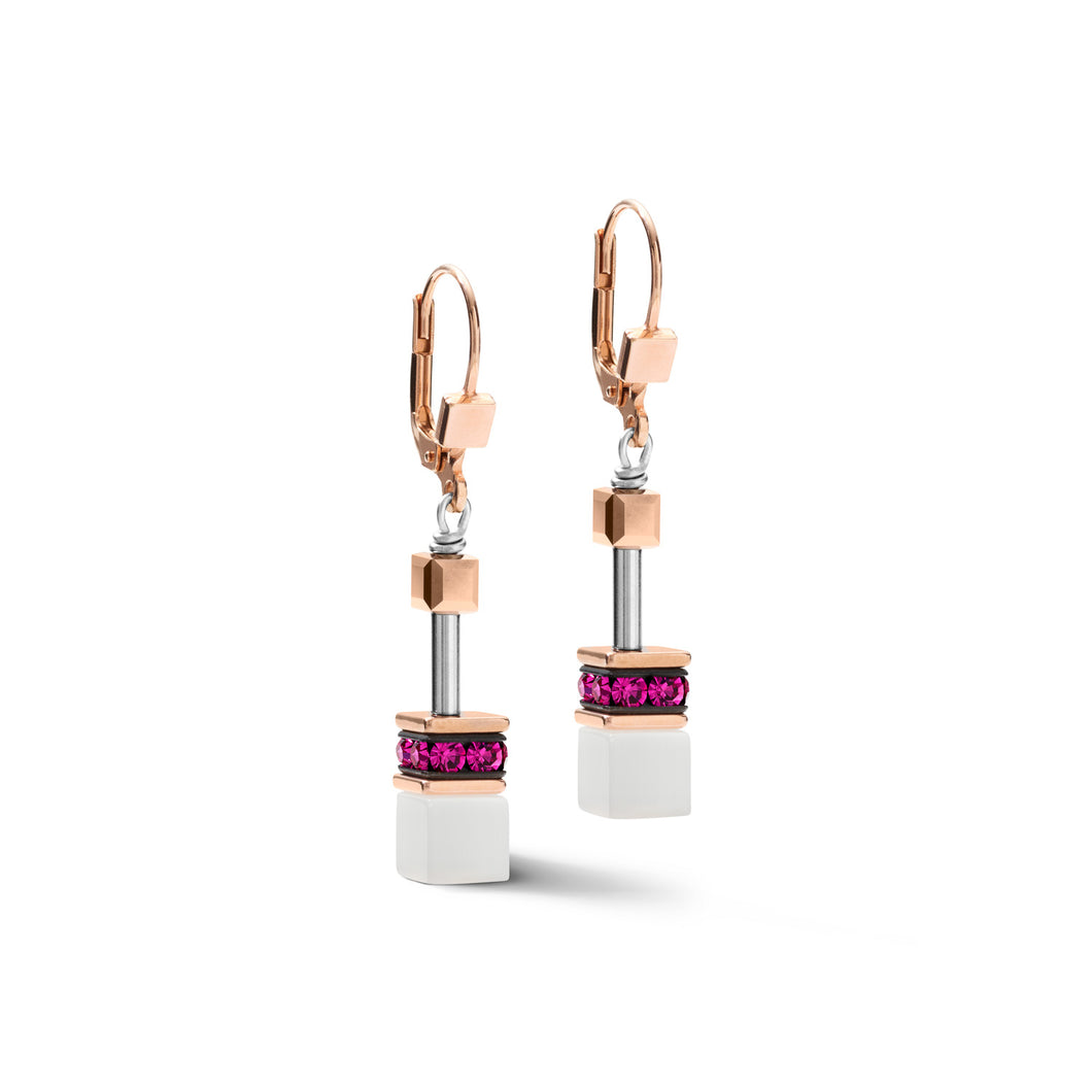 GeoCUBE® Earrings Rose Gold, White & Pink
