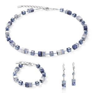 GeoCUBE® Necklace Sodalite & Haematite Blue