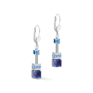 GeoCUBE® Earrings Sodalite & Haematite blue