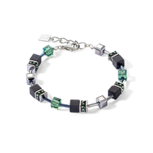 Load image into Gallery viewer, GeoCUBE® Iconic Precious Onyx Bracelet Silver-Sage Green

