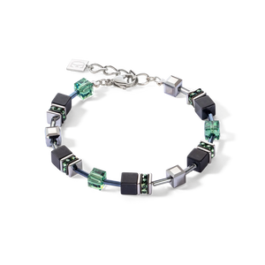 GeoCUBE® Iconic Precious Onyx Bracelet Silver-Sage Green