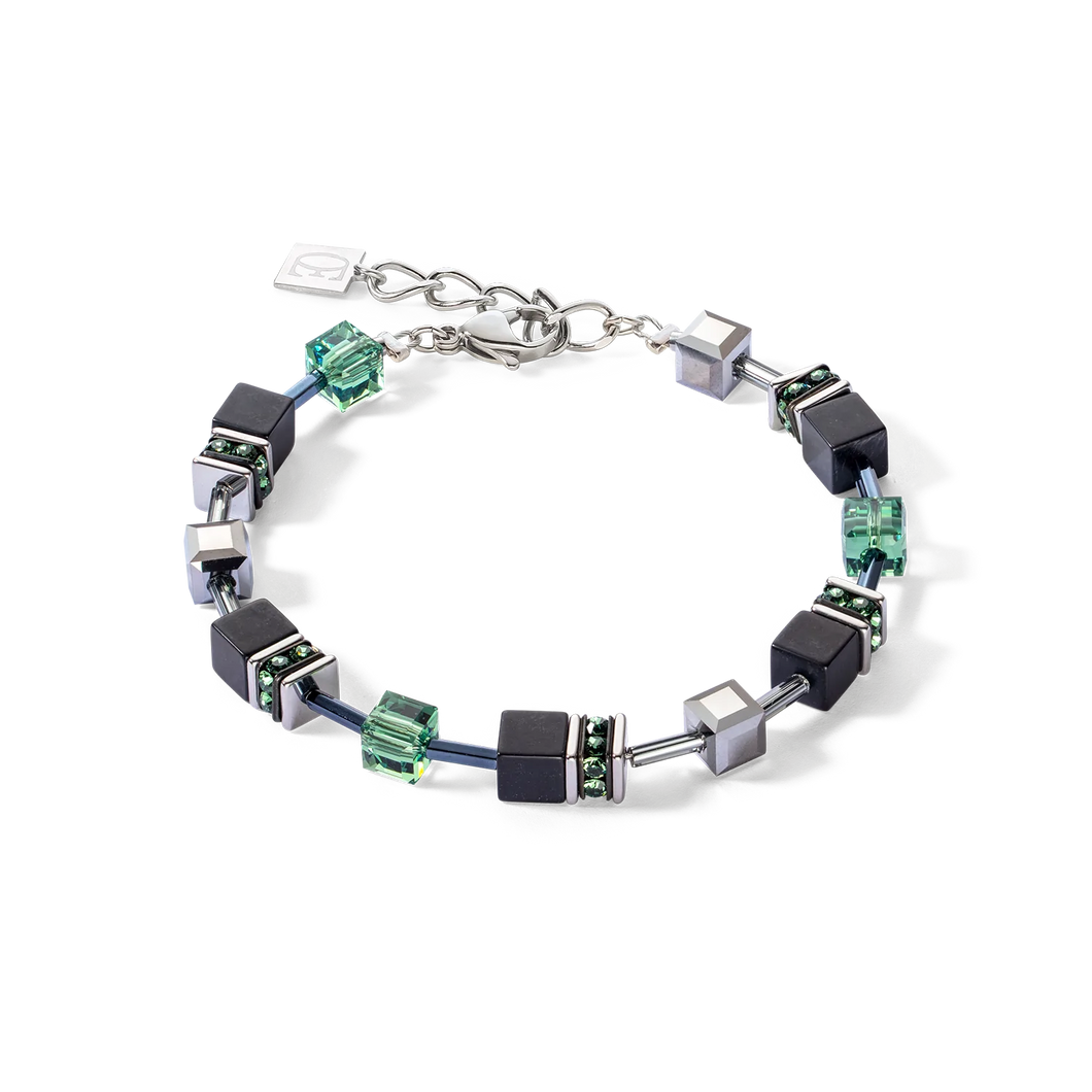GeoCUBE® Iconic Precious Onyx Bracelet Silver-Sage Green