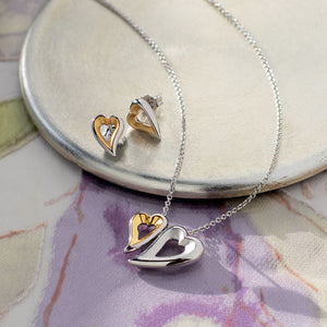 Desire Love Story Gold Heart Stud Earrings